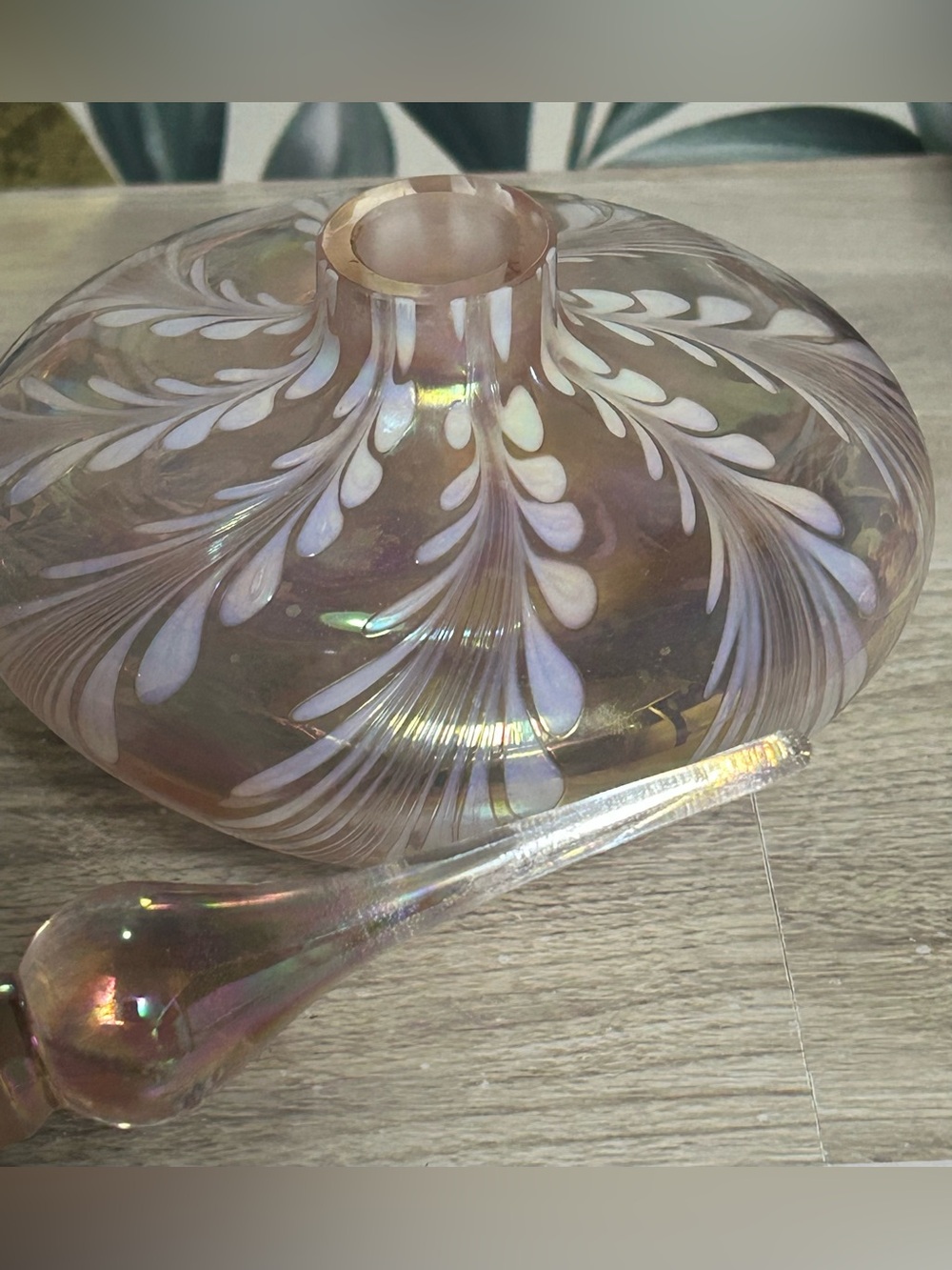 Vintage Crystal Clear Pink Iridescent Art Glass Perfume Bottle - Picture 6 of 9